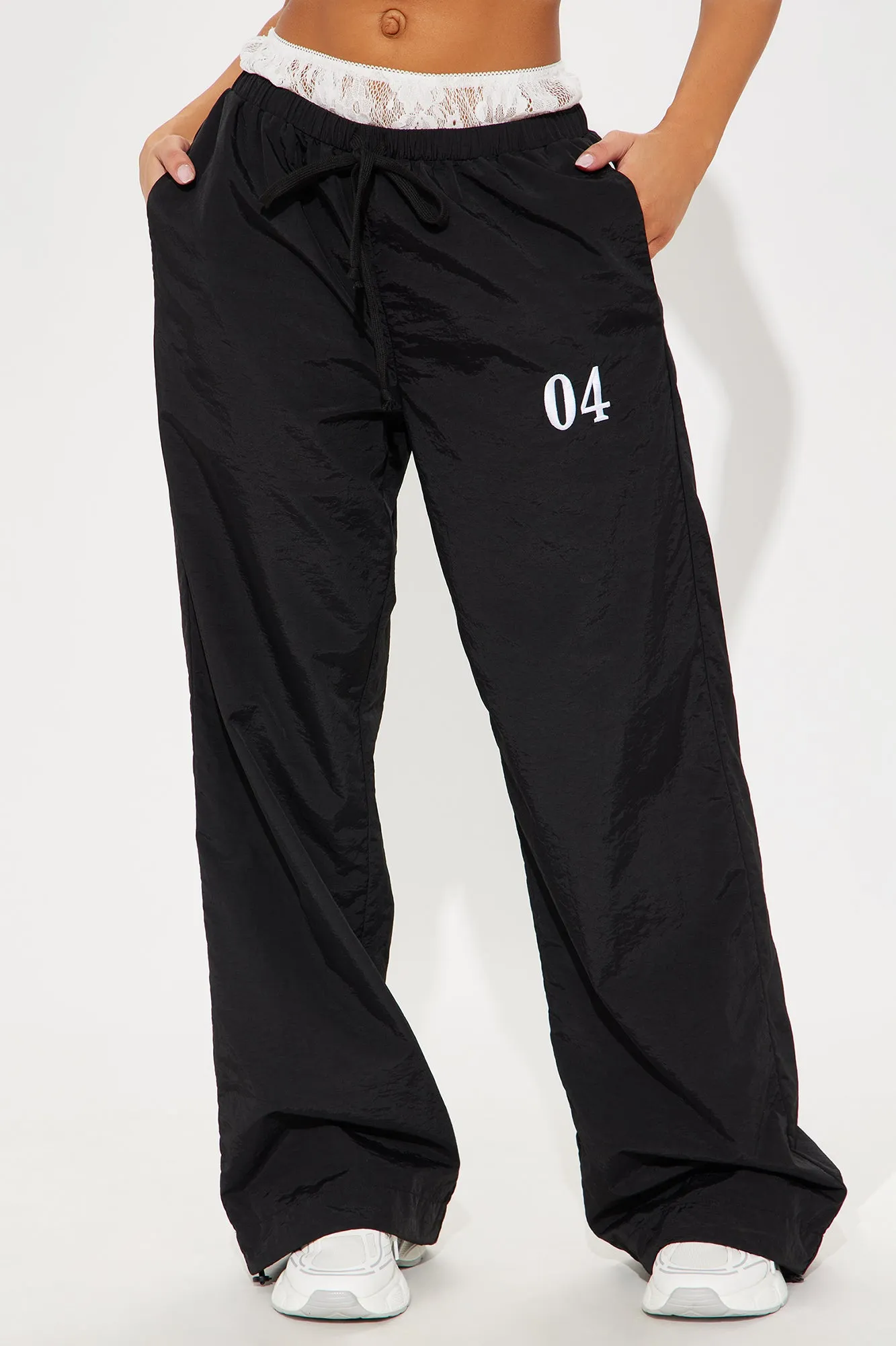 Averil Double Waistband Windbreaker Jogger - Black