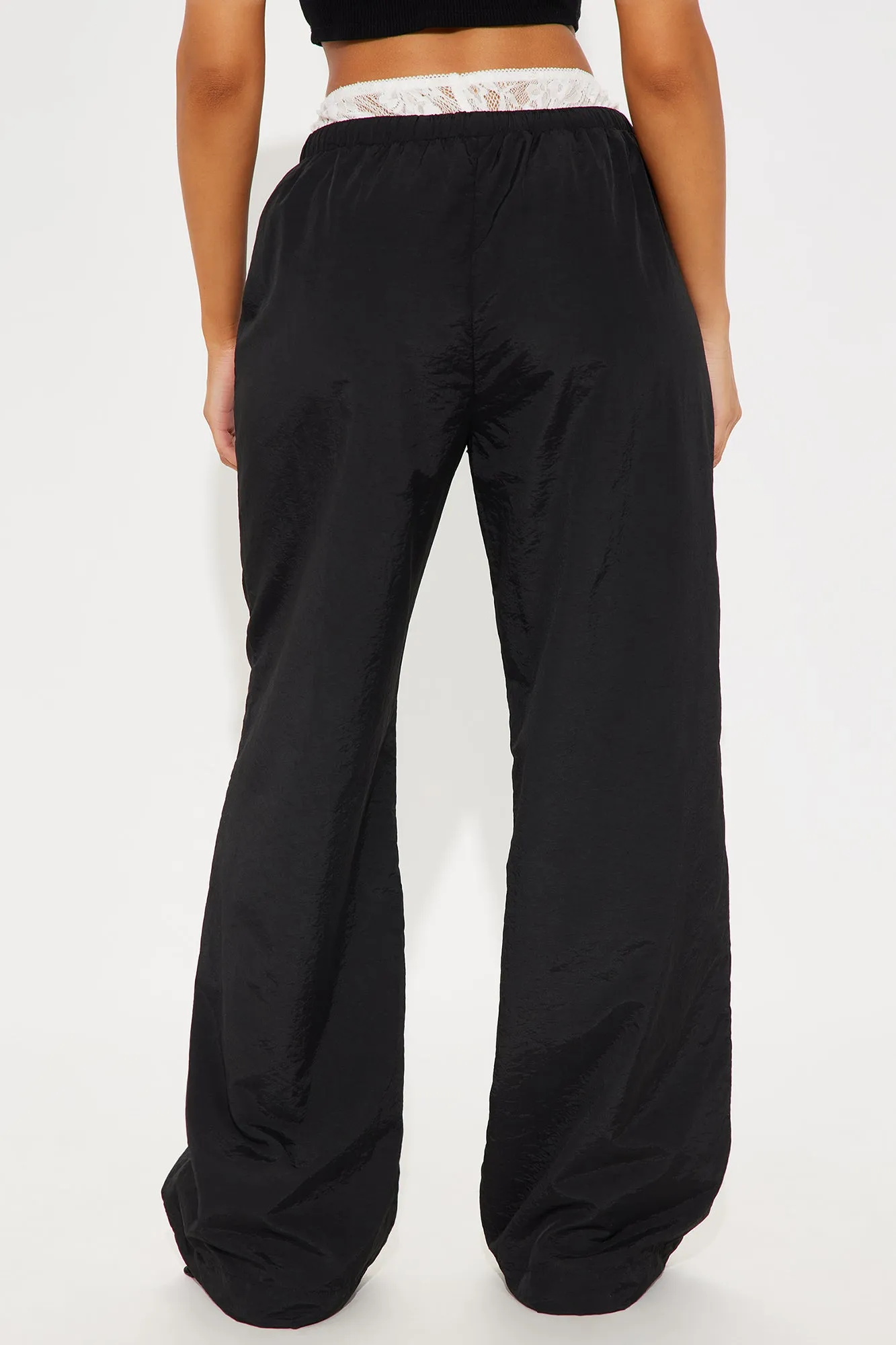 Averil Double Waistband Windbreaker Jogger - Black