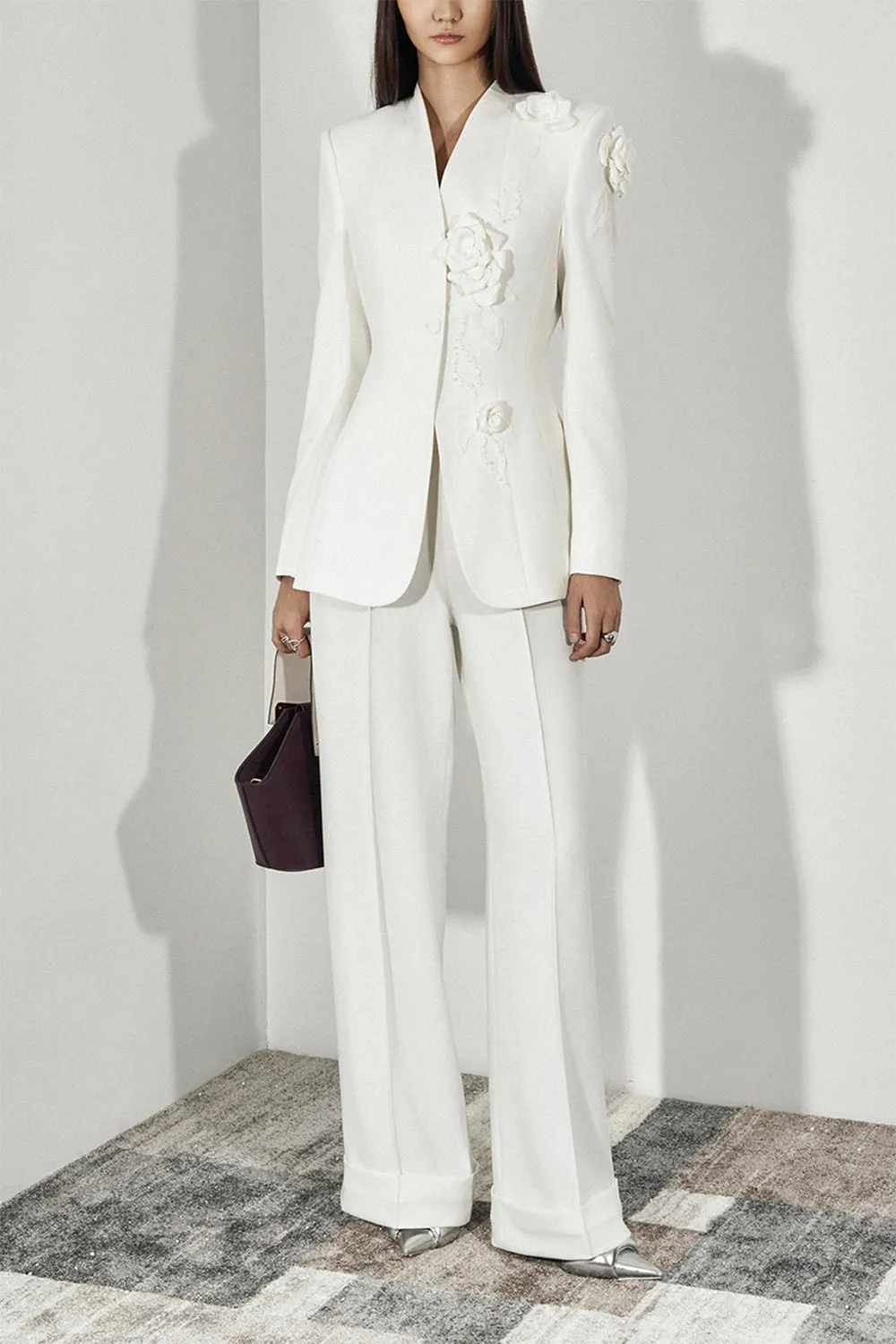 Bianca Straight Ribbed Twill Floor Length Pants