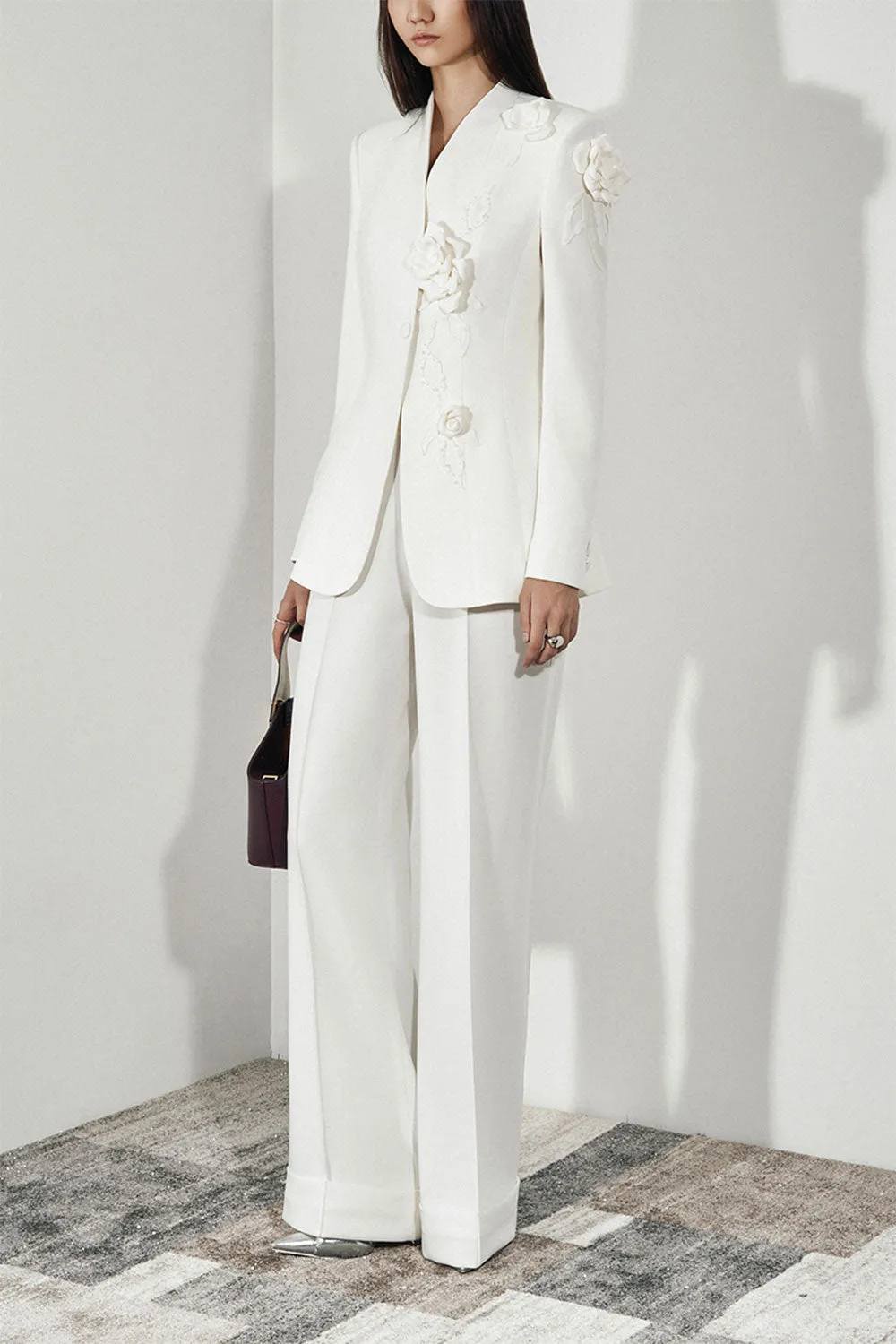 Bianca Straight Ribbed Twill Floor Length Pants