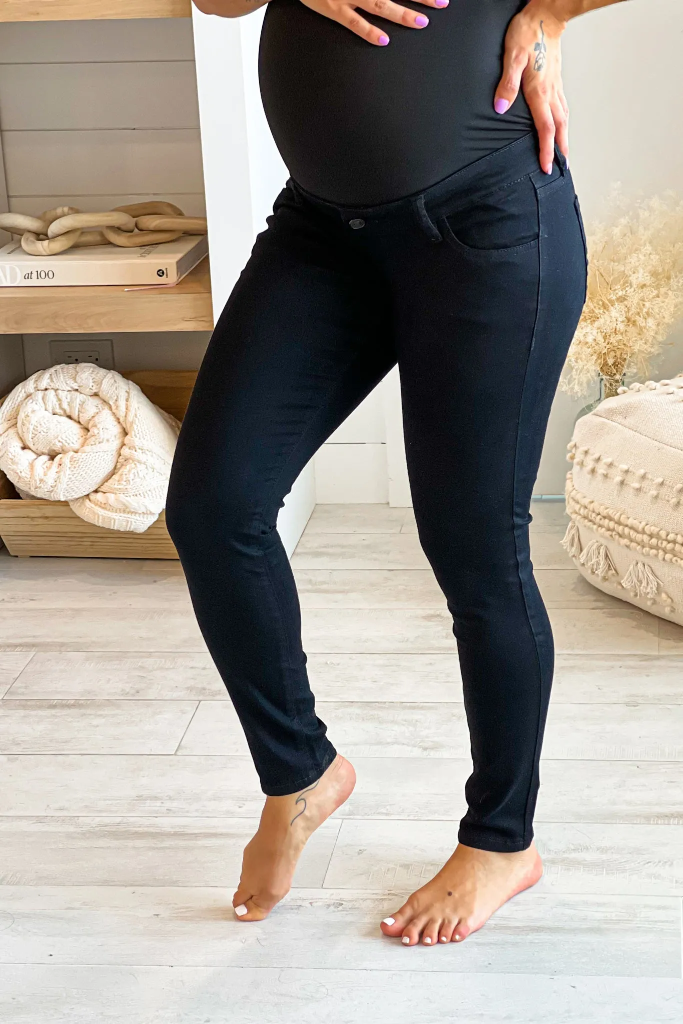 Black Maternity Full Band Skinny Jeans