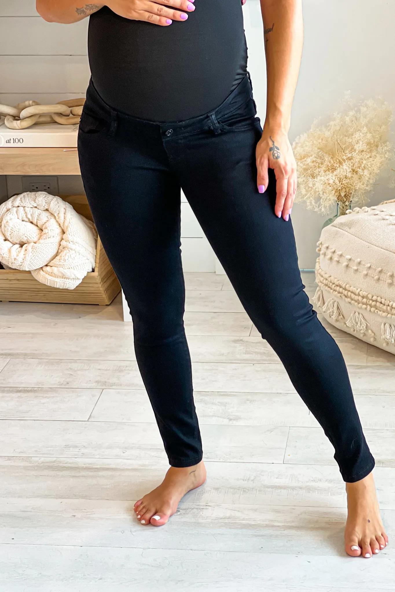 Black Maternity Full Band Skinny Jeans
