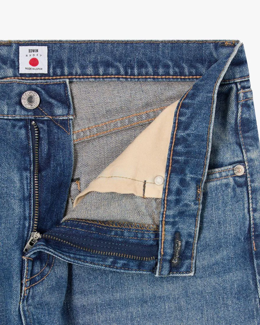 Edwin Made in Japan Slim Tapered Mens Jeans - 13oz Kaihara Pure Indigo Stretch Denim / Blue Mid Used