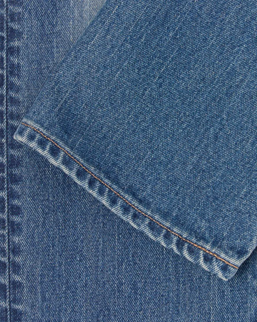 Edwin Made in Japan Slim Tapered Mens Jeans - 13oz Kaihara Pure Indigo Stretch Denim / Blue Mid Used