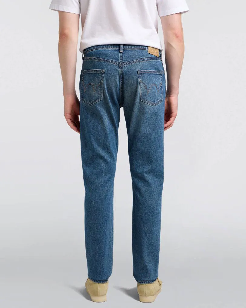 Edwin Made in Japan Slim Tapered Mens Jeans - 13oz Kaihara Pure Indigo Stretch Denim / Blue Mid Used