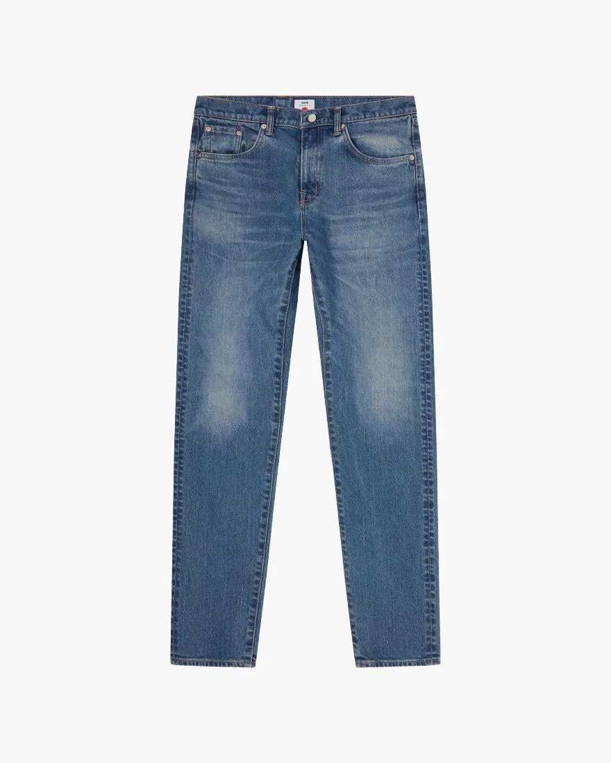 Edwin Made in Japan Slim Tapered Mens Jeans - 13oz Kaihara Pure Indigo Stretch Denim / Blue Mid Used