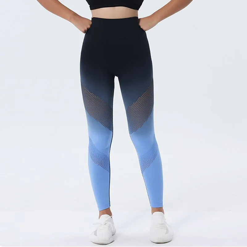 Gradient Printed Yoga Pants Seamless High Waist Hip Lifting Fitness Leggings For Women Quick Drying Tights