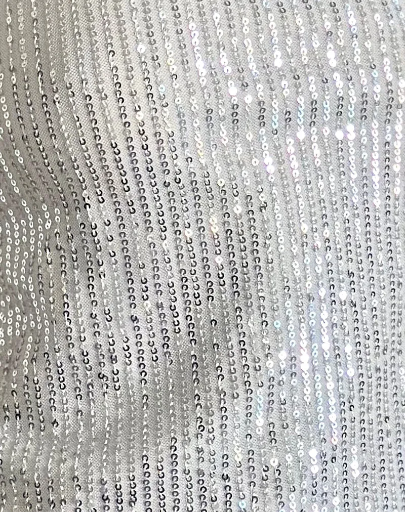 Hala Top in Silver Chrome Drape Mini Sequin