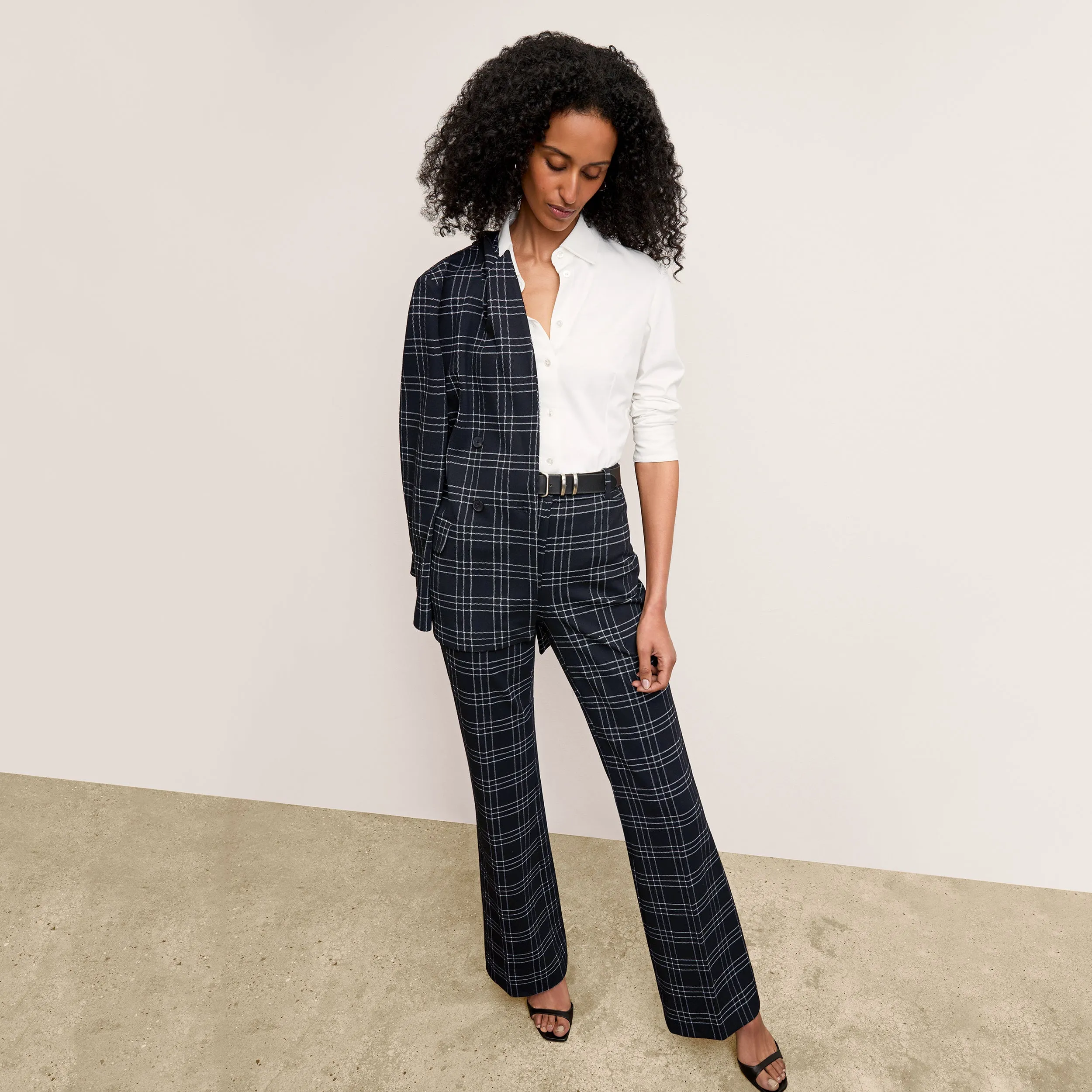 Horton Flare Trouser - Knit Suiting :: Plaid