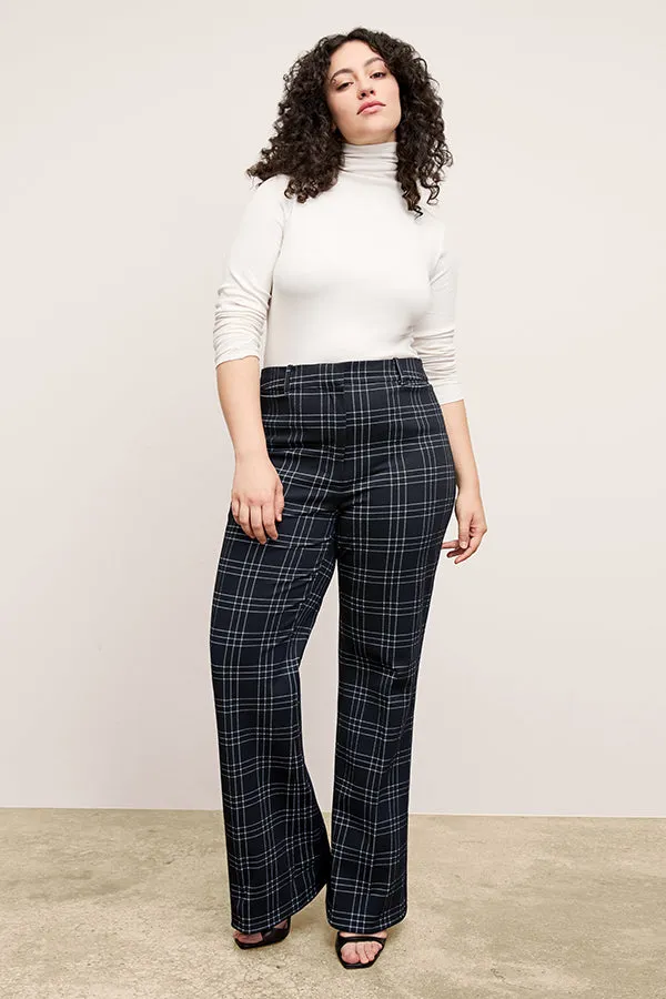 Horton Flare Trouser - Knit Suiting :: Plaid
