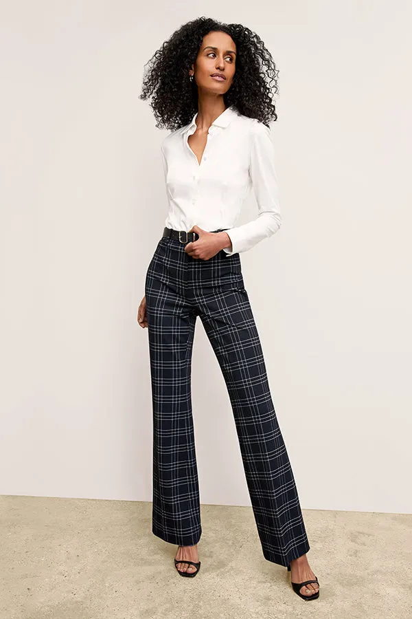 Horton Flare Trouser - Knit Suiting :: Plaid