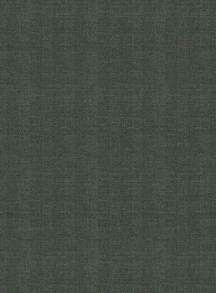 Italian Prato Olive Green Herringbone Linen Pants