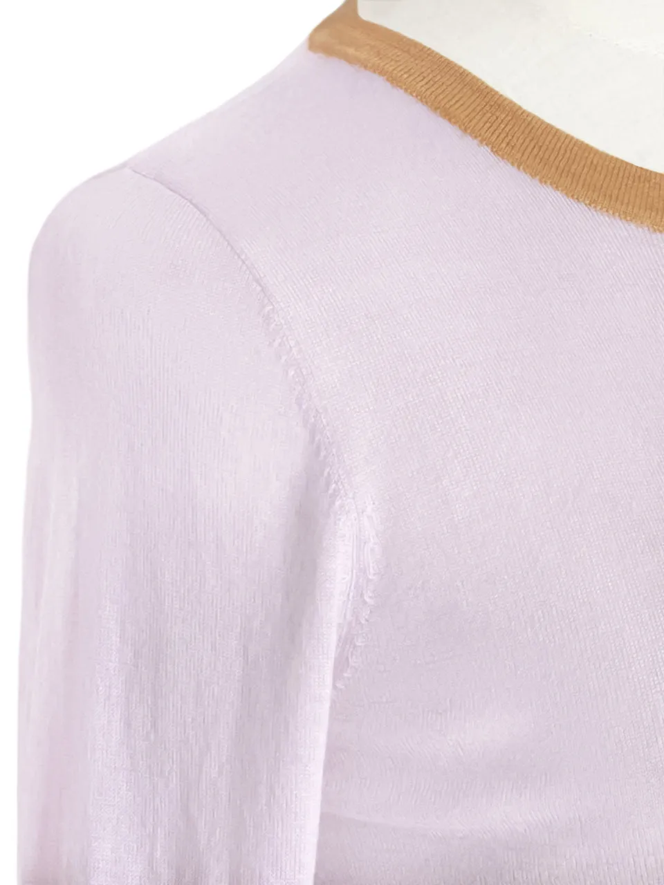 Lilac Pink Contrast Trim Merino Wool Jumper