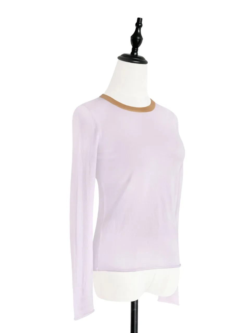 Lilac Pink Contrast Trim Merino Wool Jumper