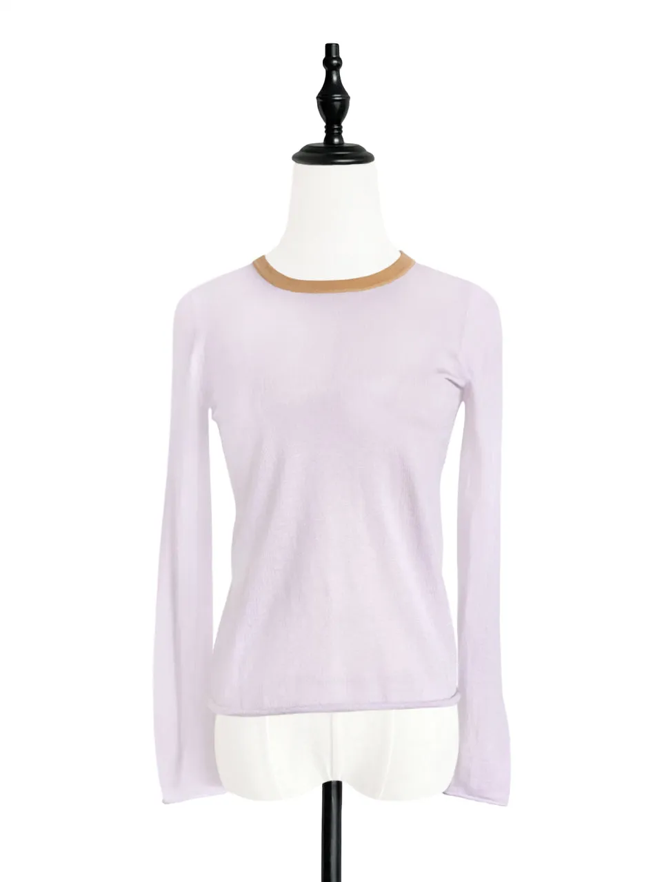 Lilac Pink Contrast Trim Merino Wool Jumper