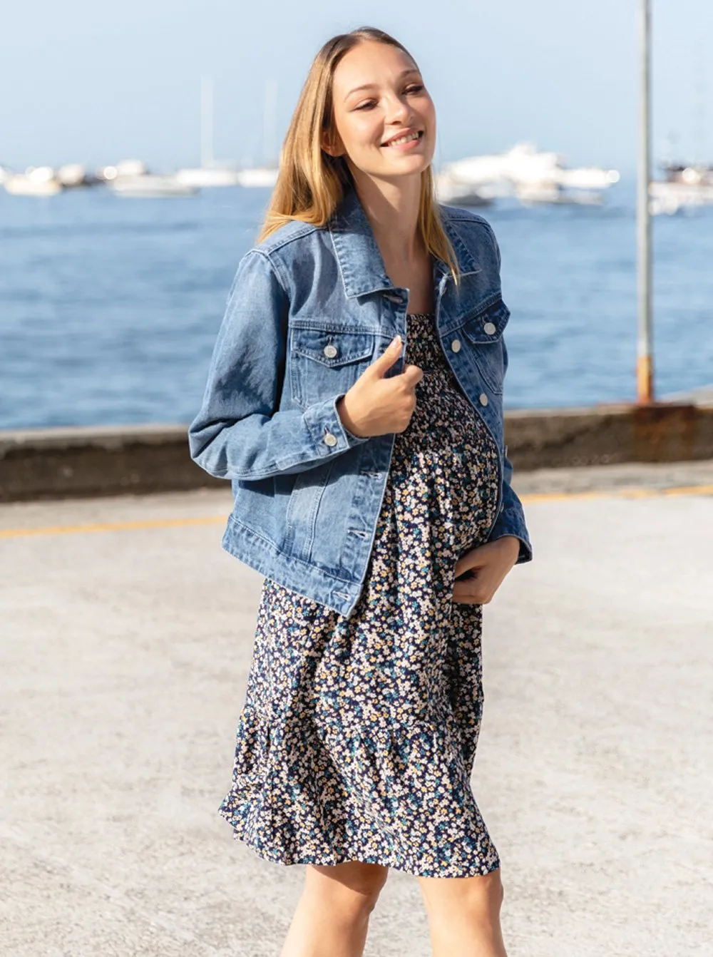 Maternity Summer Shirred Floral Nursing Dress