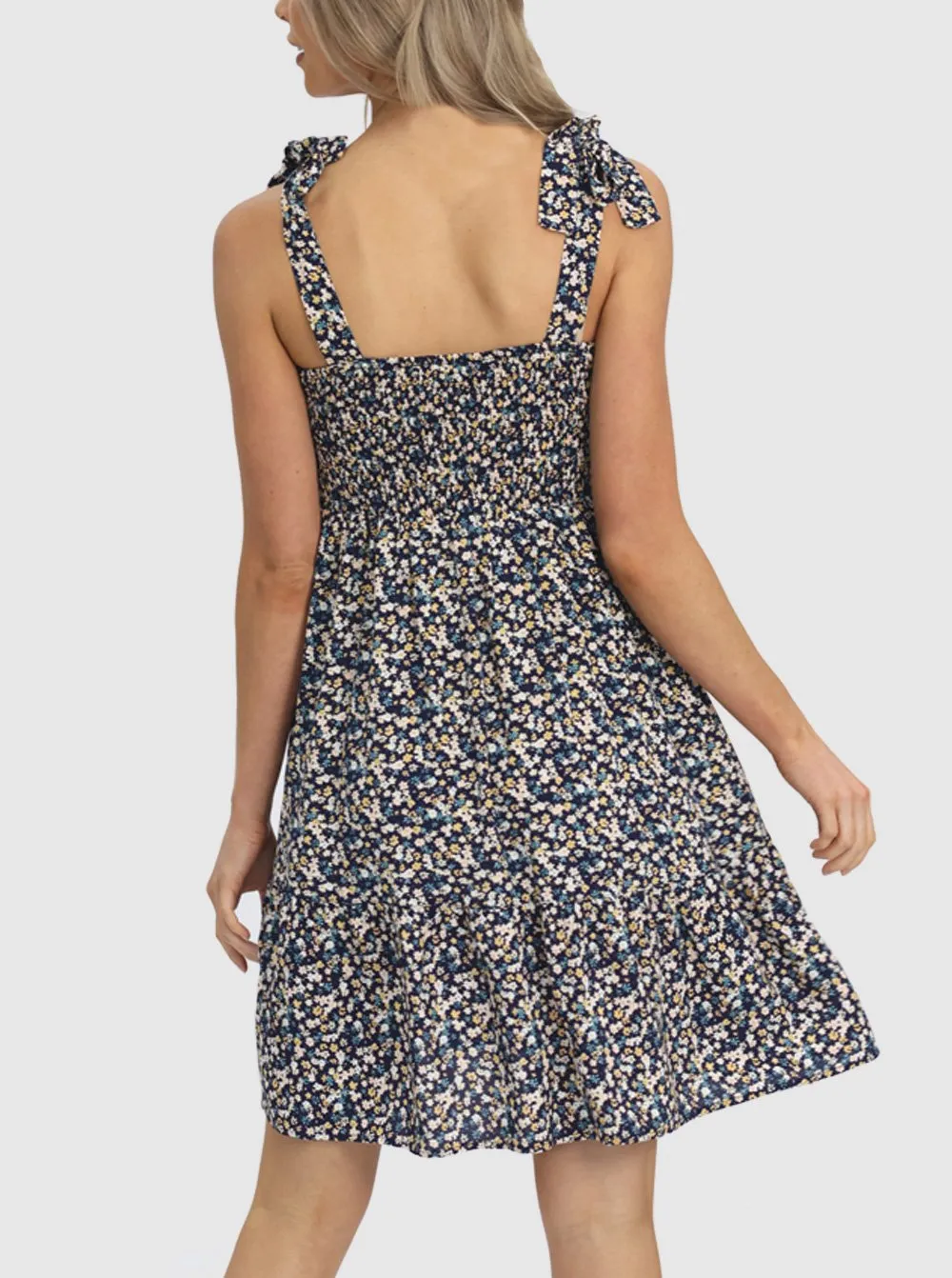 Maternity Summer Shirred Floral Nursing Dress