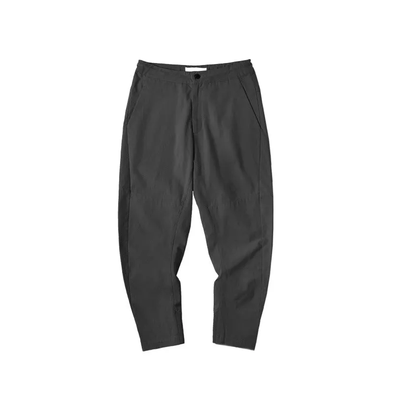 Men's Casual Cargo Pants Japanese Retro Strappy Slim-fit Tapered Trousers