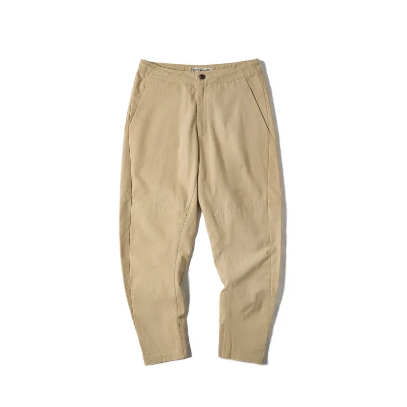 Men's Casual Cargo Pants Japanese Retro Strappy Slim-fit Tapered Trousers