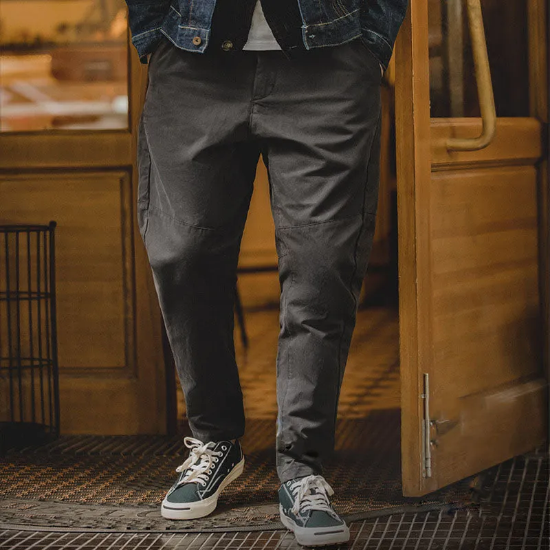 Men's Casual Cargo Pants Japanese Retro Strappy Slim-fit Tapered Trousers