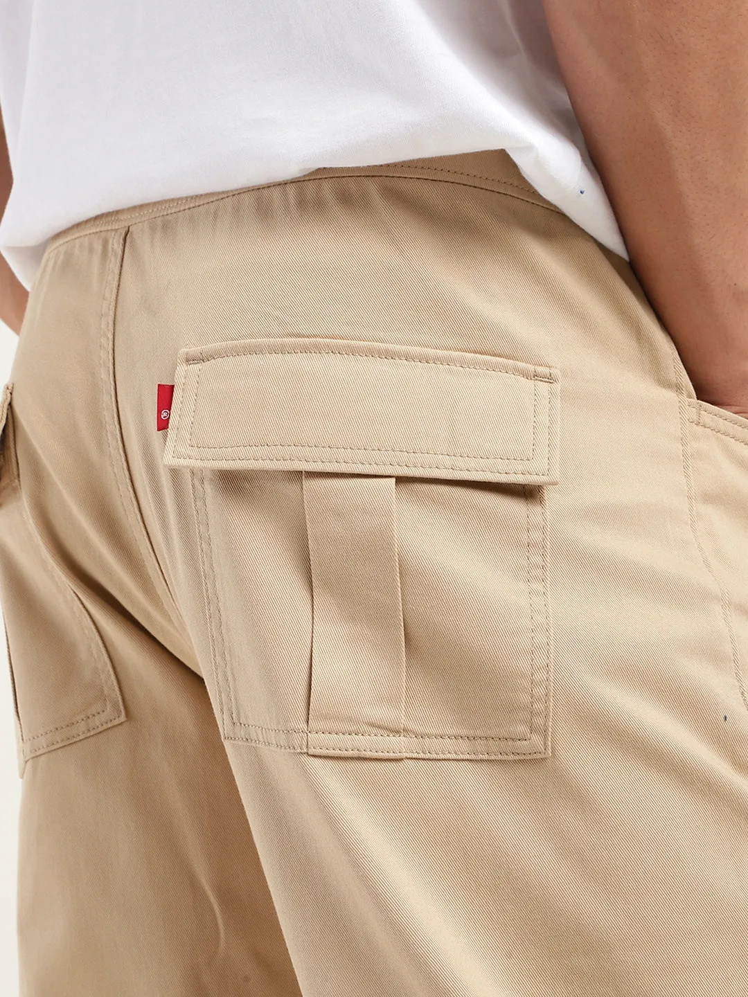 Men's Relaxed Fit Khaki Cargo Trousers