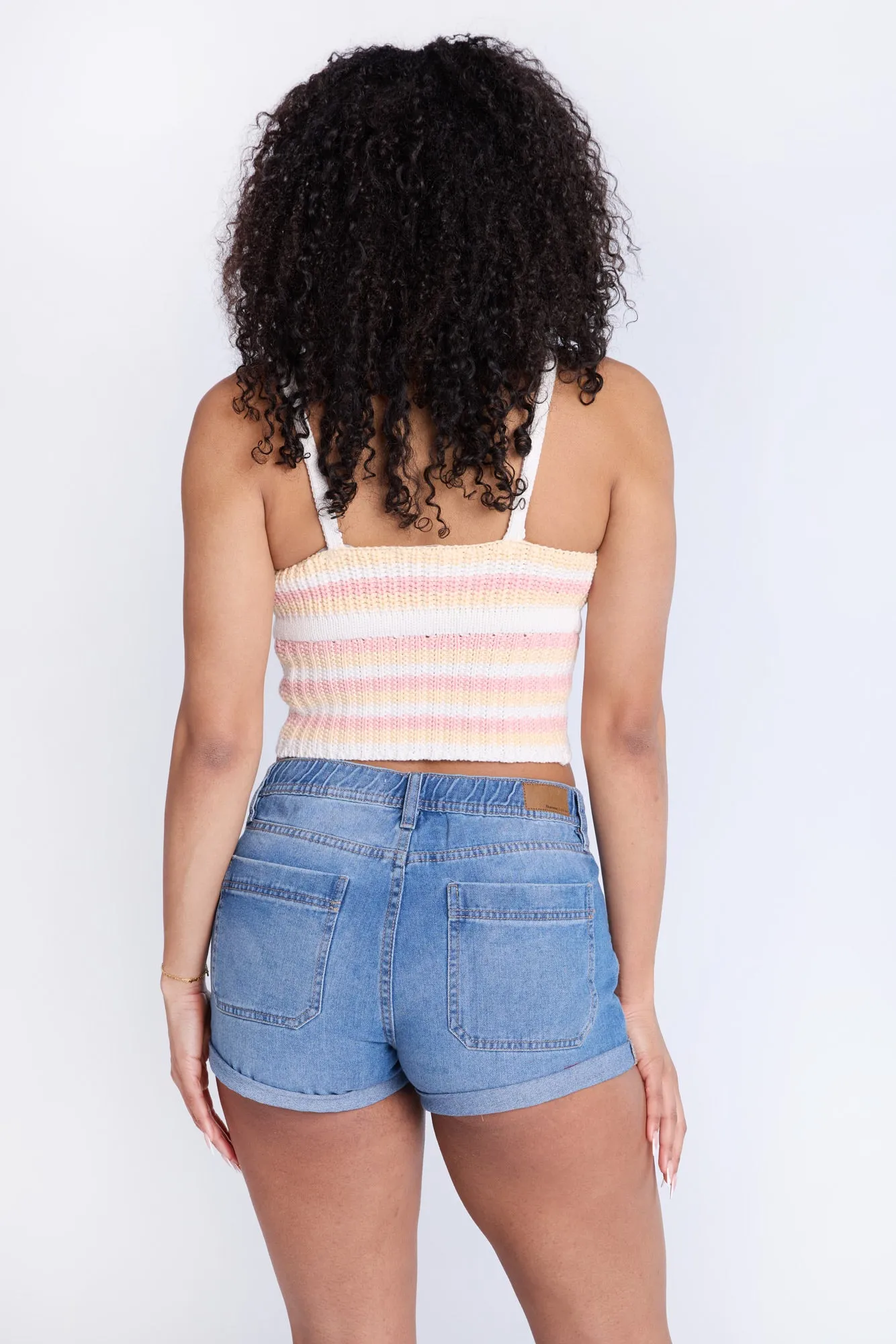 Mid Rise Comfort Waistband Denim Shorts