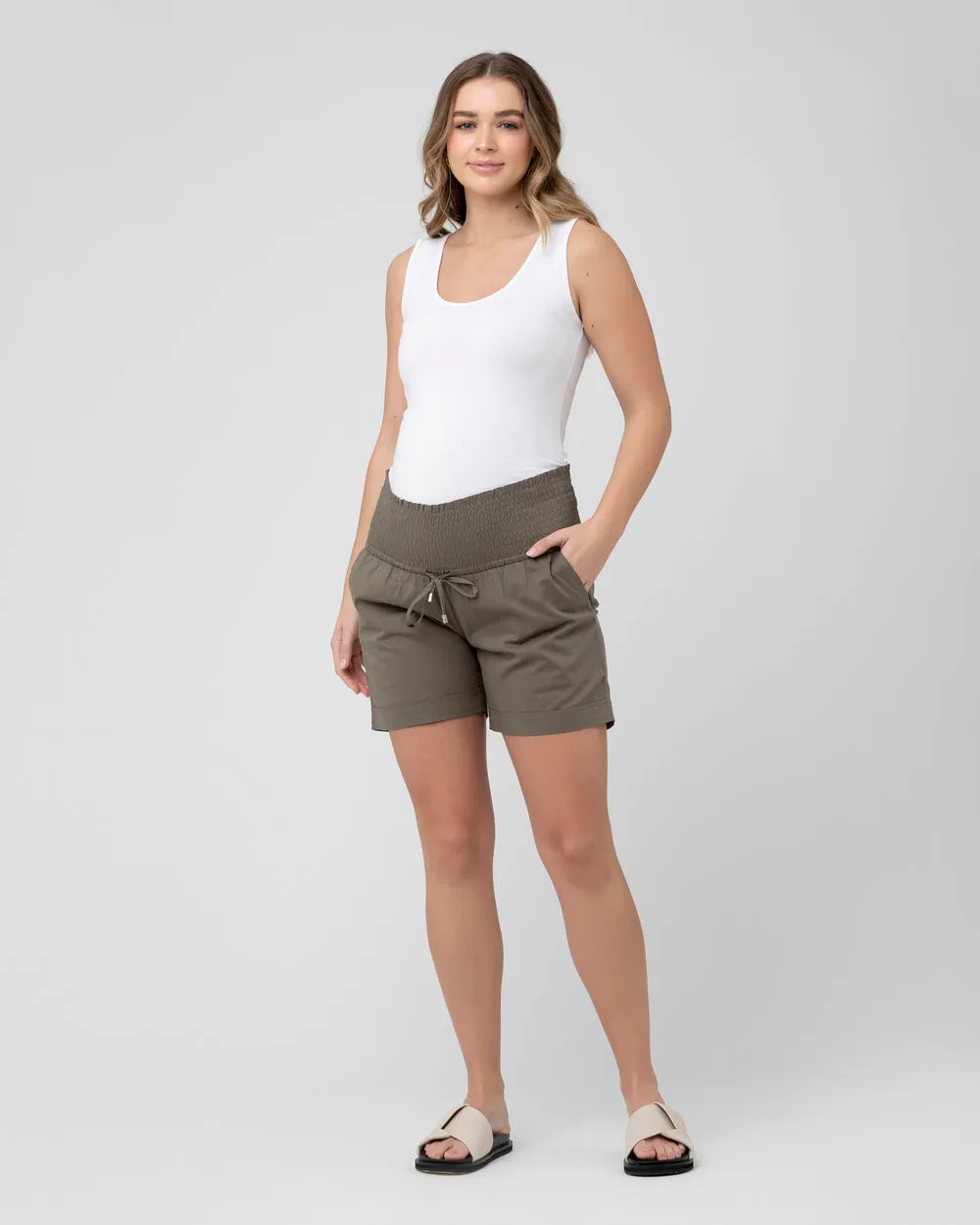 'Philly' Maternity Shorts - Moss
