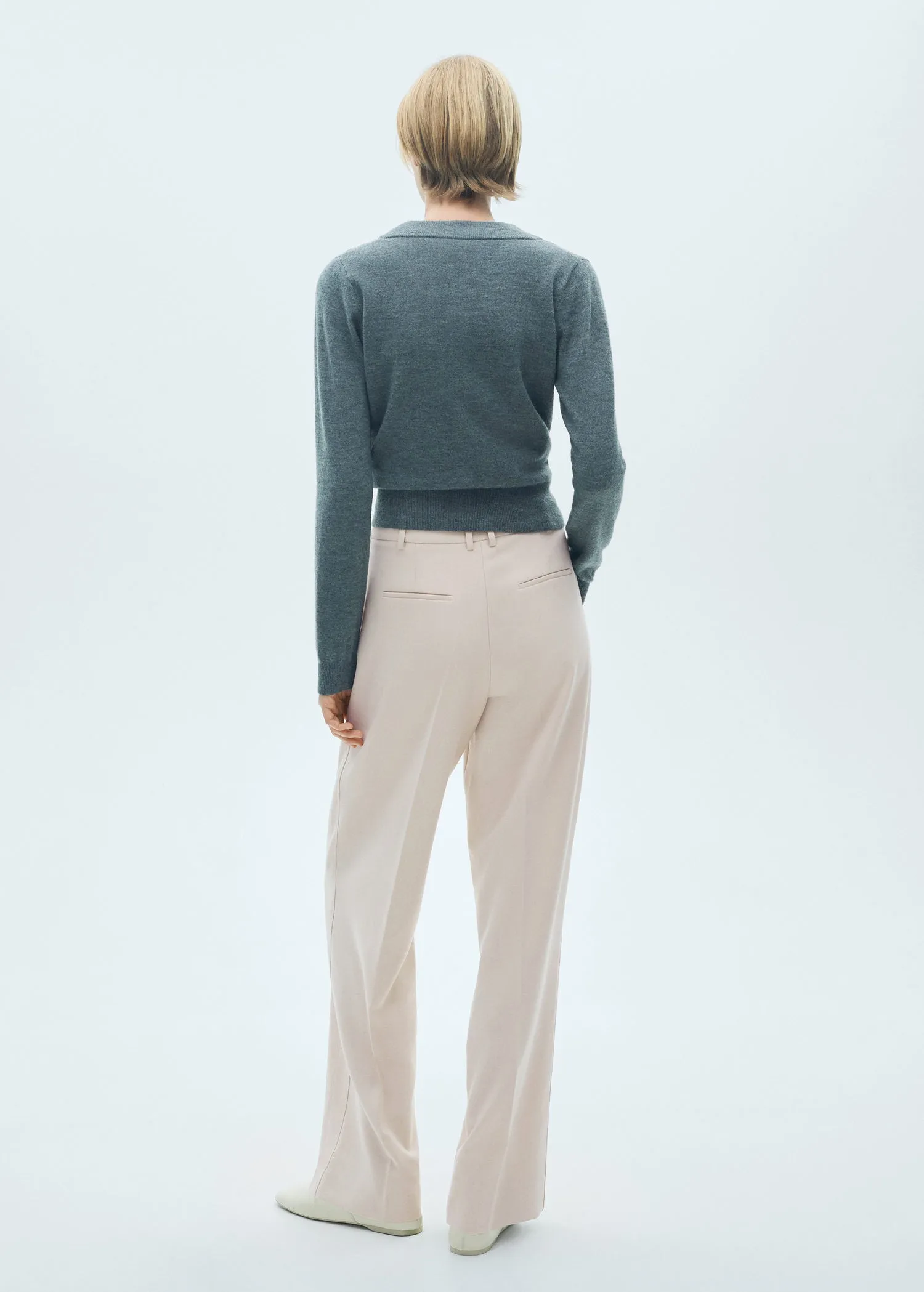 Pleated straight trousers - Light Beige