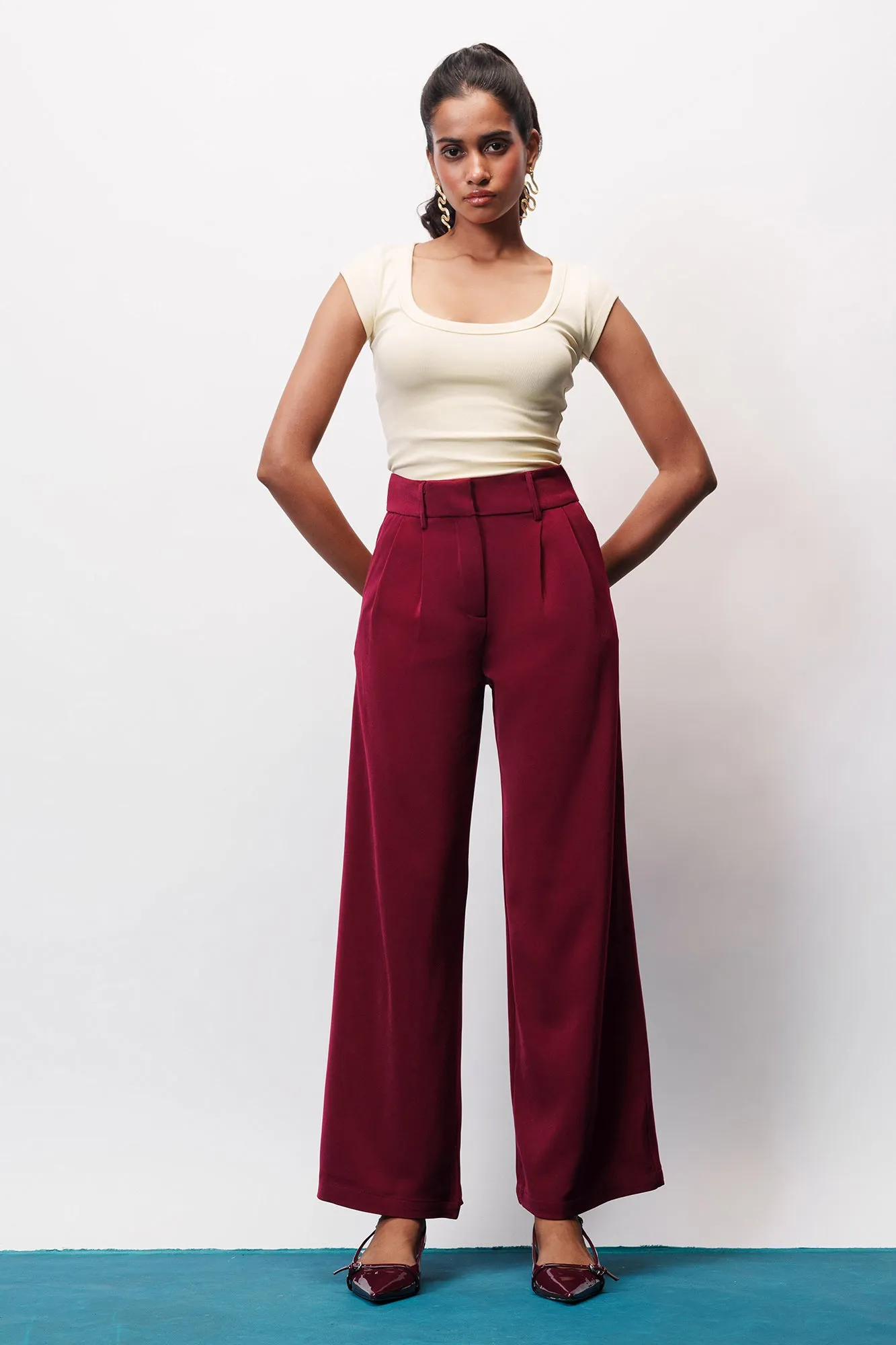 Poppy Red Adjustable Korean Pants
