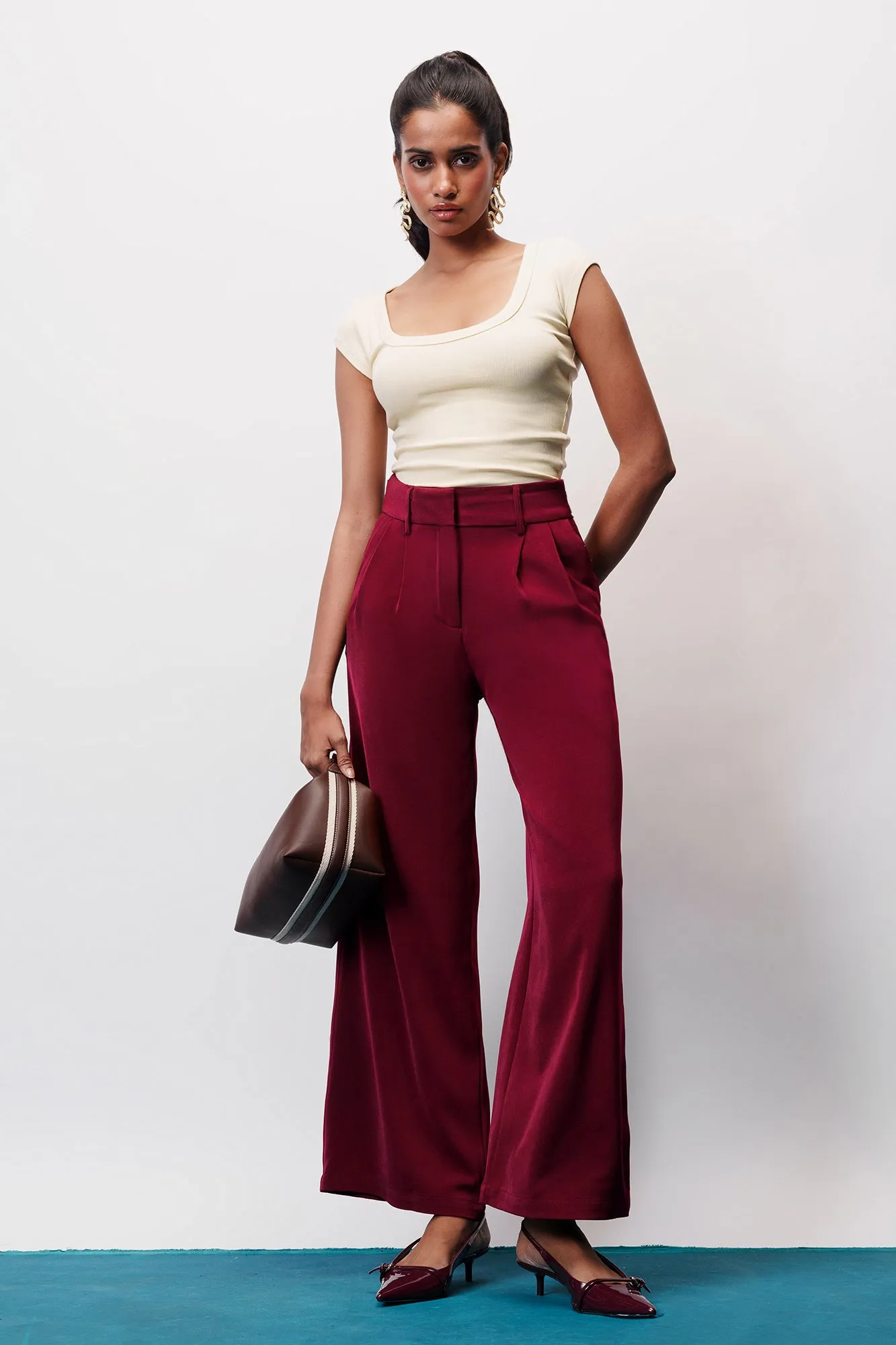 Poppy Red Adjustable Korean Pants