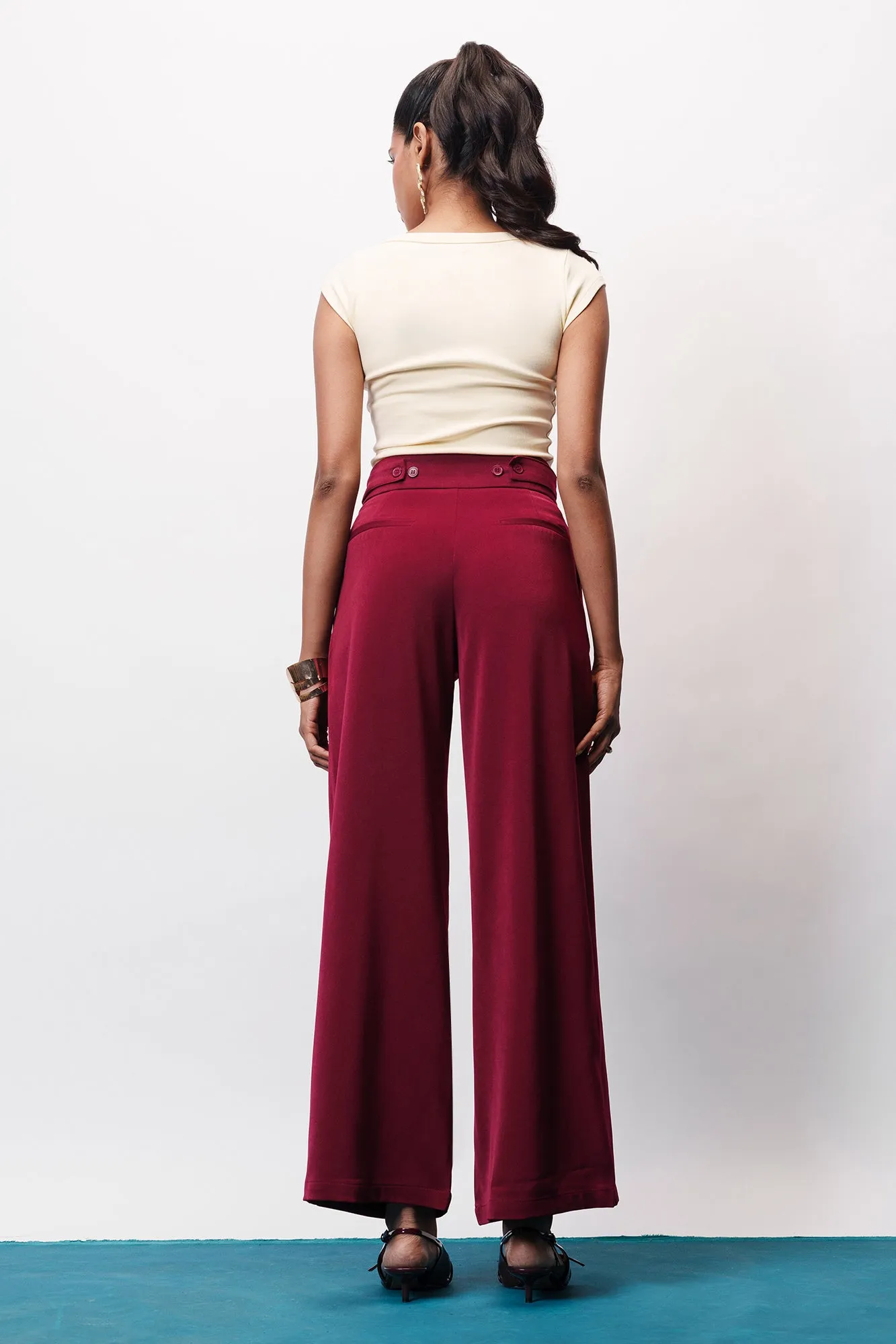 Poppy Red Adjustable Korean Pants