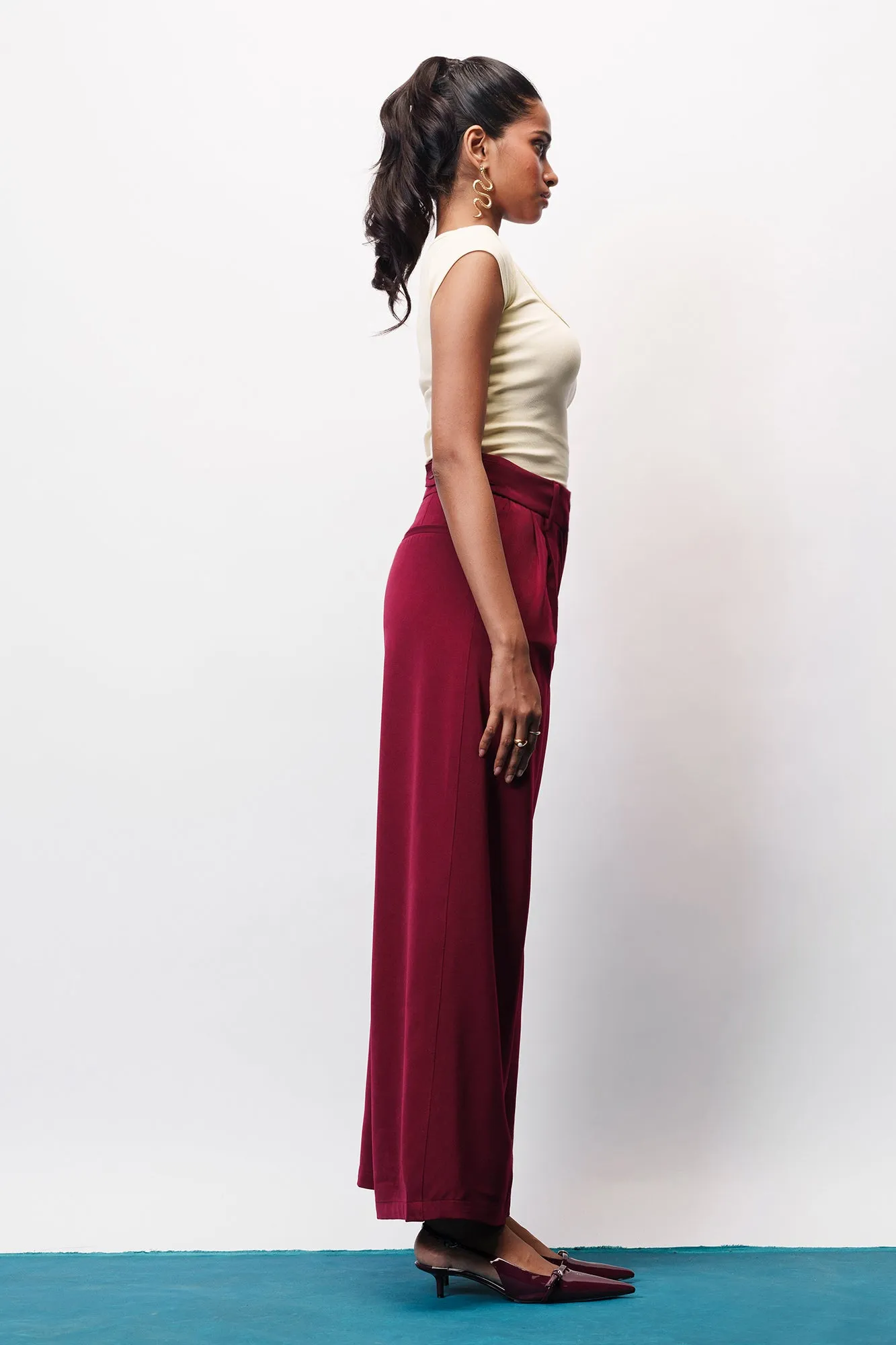 Poppy Red Adjustable Korean Pants