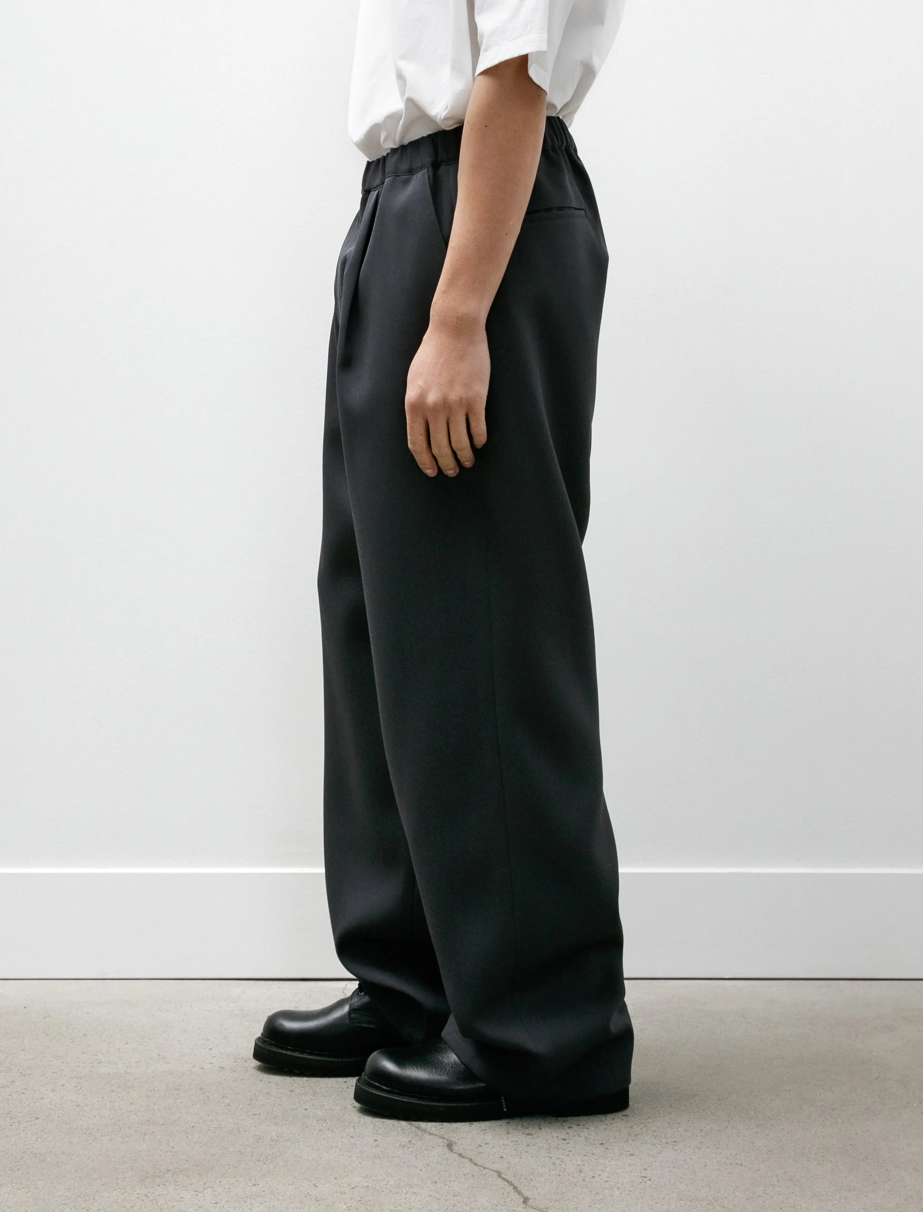 Scale Off Wool Wide Chef Pants Charcoal Grey
