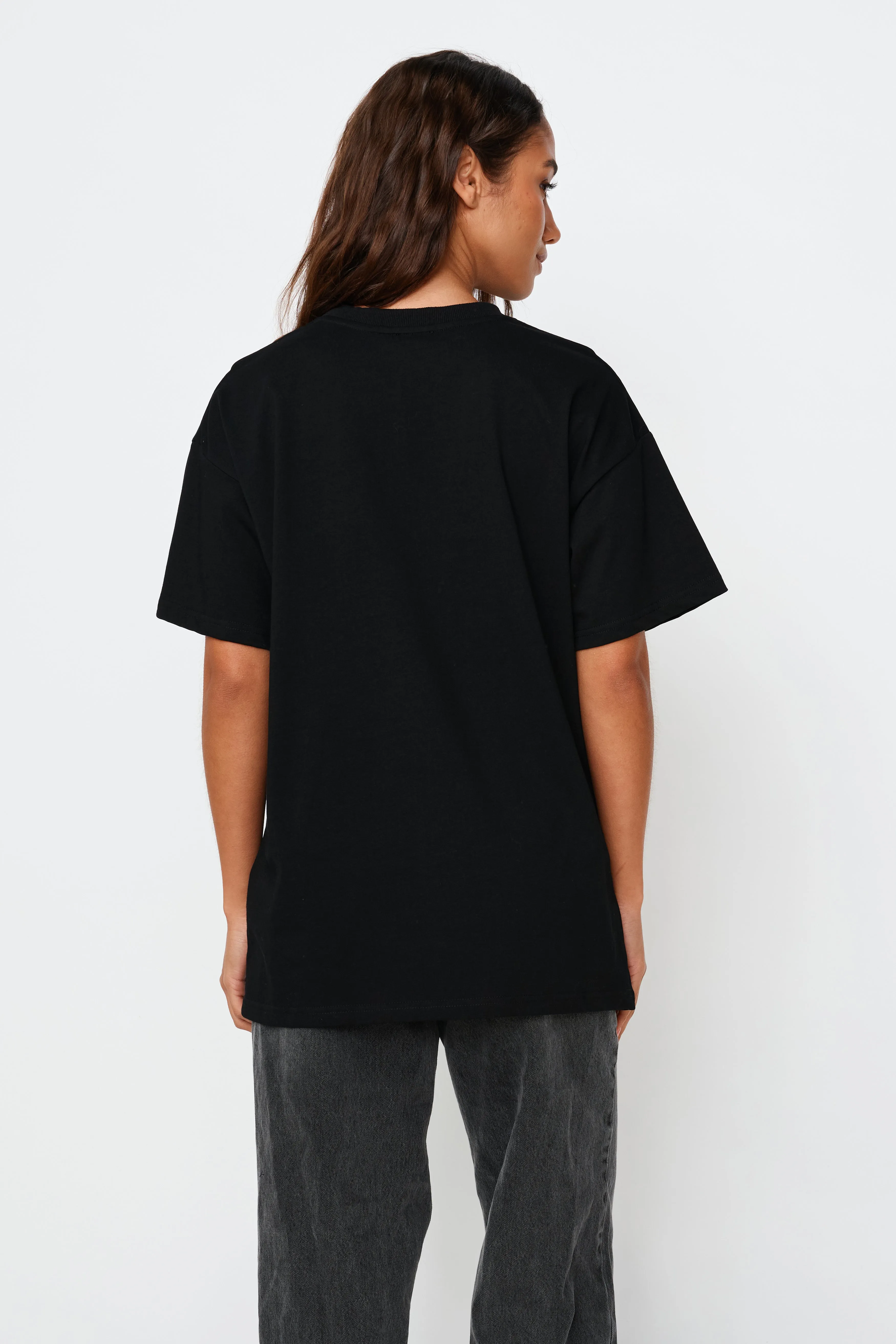 Studio Printed Longline Tee - Black / Beige