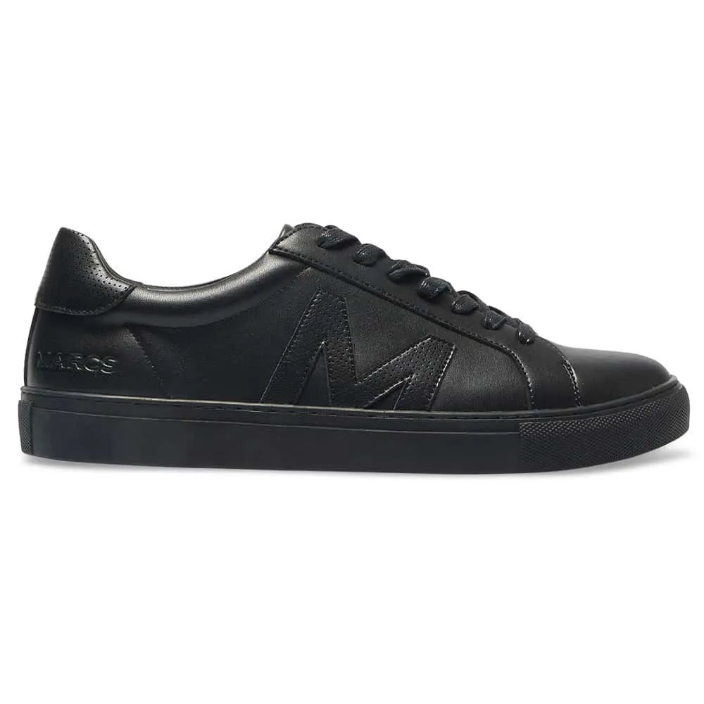Varsity Sneaker in Black Leather