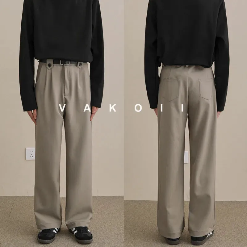 Wiaofellas  -  Khaki Black Suit Pants Men Slim Fit Society Mens Formal Dress Pants Korean Straight Casual Trousers Mens Office Formal Pants