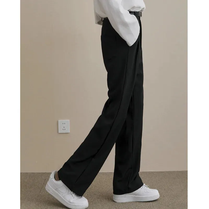 Wiaofellas  -  Khaki Black Suit Pants Men Slim Fit Society Mens Formal Dress Pants Korean Straight Casual Trousers Mens Office Formal Pants
