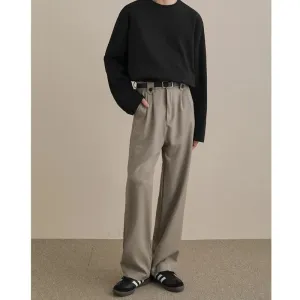 Wiaofellas  -  Khaki Black Suit Pants Men Slim Fit Society Mens Formal Dress Pants Korean Straight Casual Trousers Mens Office Formal Pants