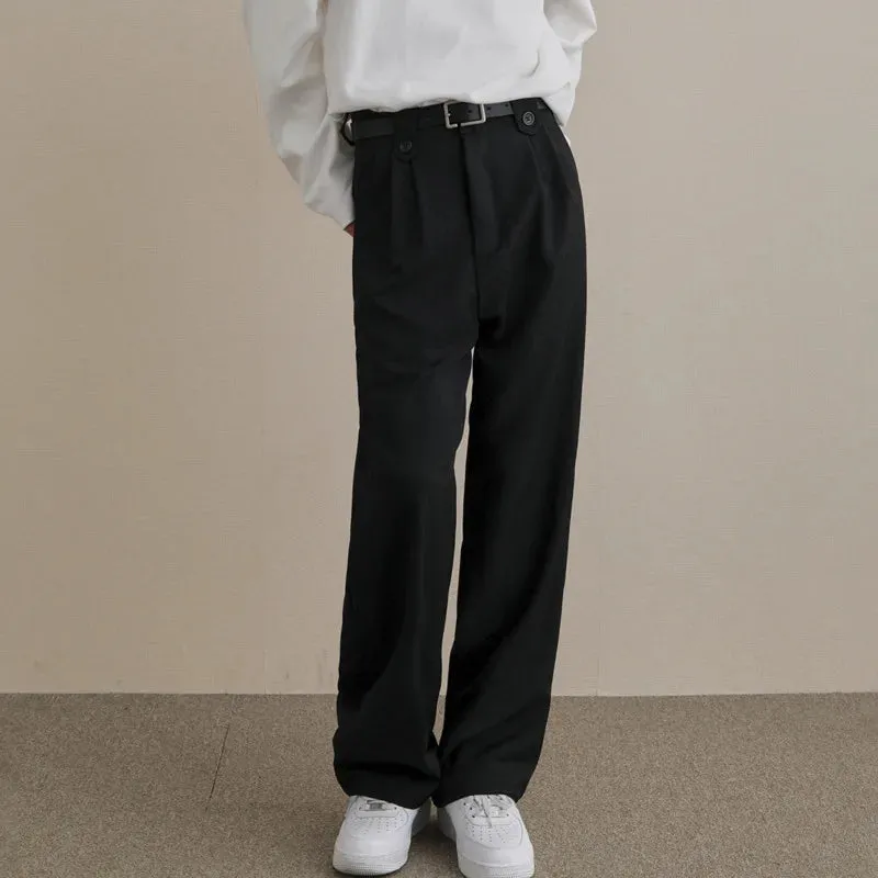 Wiaofellas  -  Khaki Black Suit Pants Men Slim Fit Society Mens Formal Dress Pants Korean Straight Casual Trousers Mens Office Formal Pants